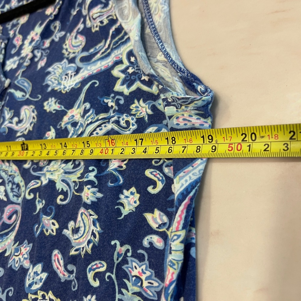 Ralph Lauren 2Pk Summer Nightgowns Blue Paisley Floral Ruffle Size Small - Picture 4 of 12